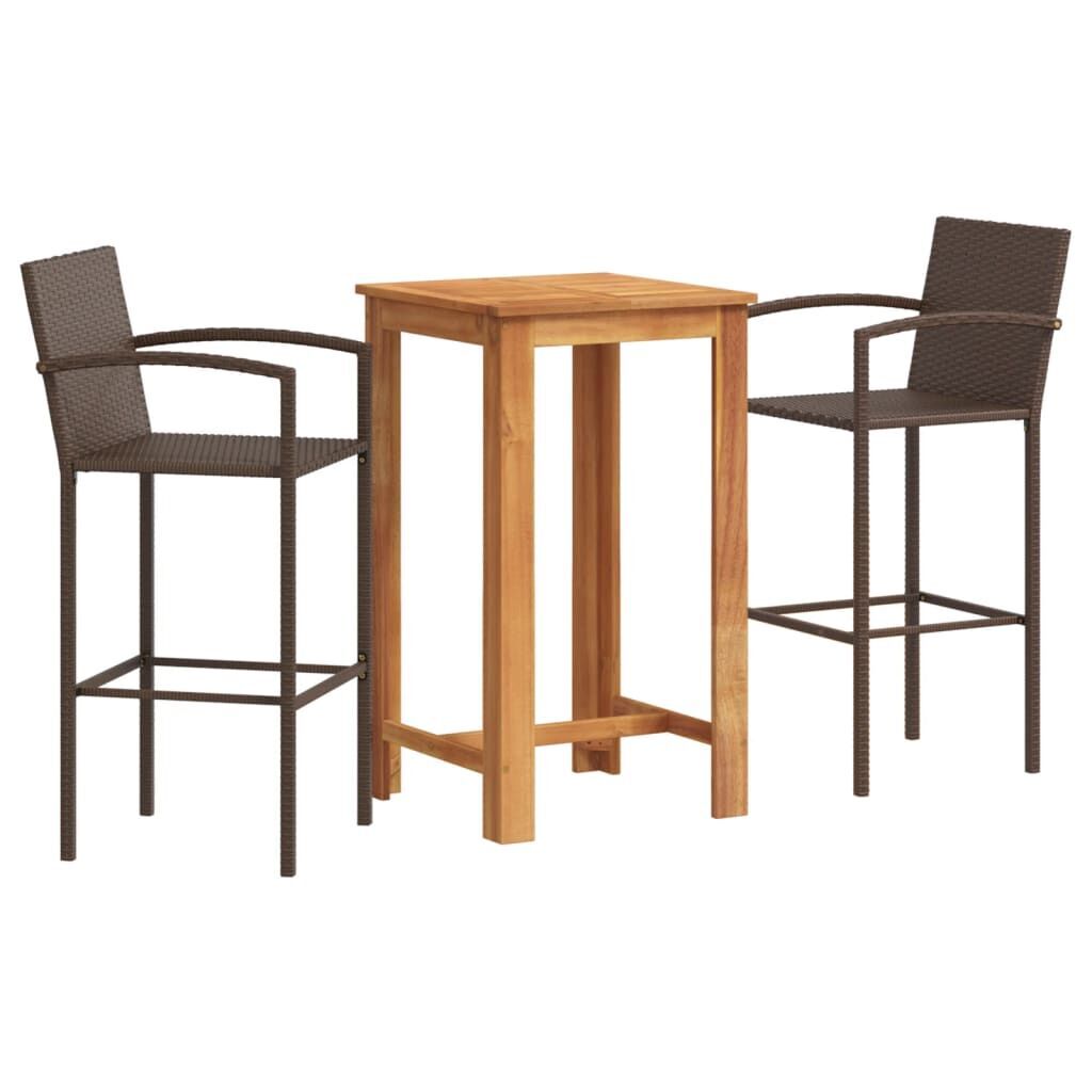 3 Piece Garden Bar Set Brown Solid Wood Acacia and Poly Rattan 3 Piece Garden Bar Set Brown Solid Wood Acacia and Poly Rattan