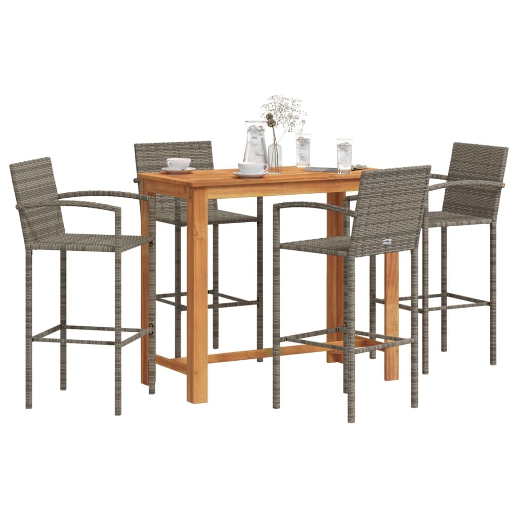 5 Piece Garden Bar Set Grey Solid Wood Acacia and Poly Rattan 5 Piece Garden Bar Set Grey Solid Wood Acacia and Poly Rattan