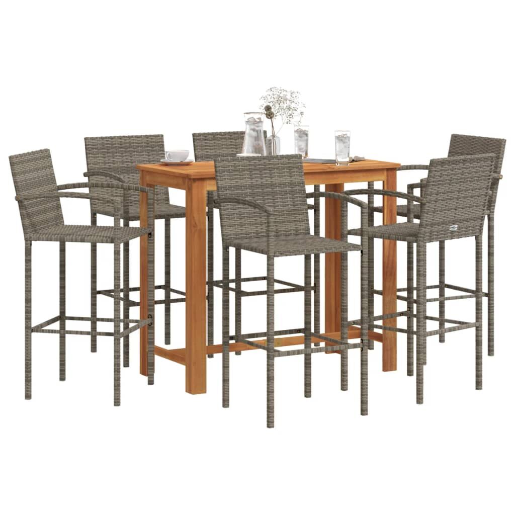 7 Piece Garden Bar Set Grey Solid Wood Acacia and Poly Rattan 7 Piece Garden Bar Set Grey Solid Wood Acacia and Poly Rattan