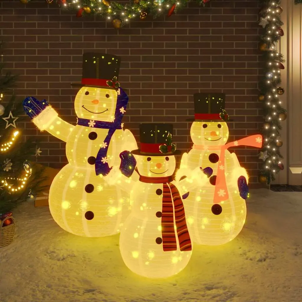 Decorative Christmas Snowman Family Figures with LED Luxury Fabric Decorative Christmas Snowman Family Figures with LED Luxury Fabric