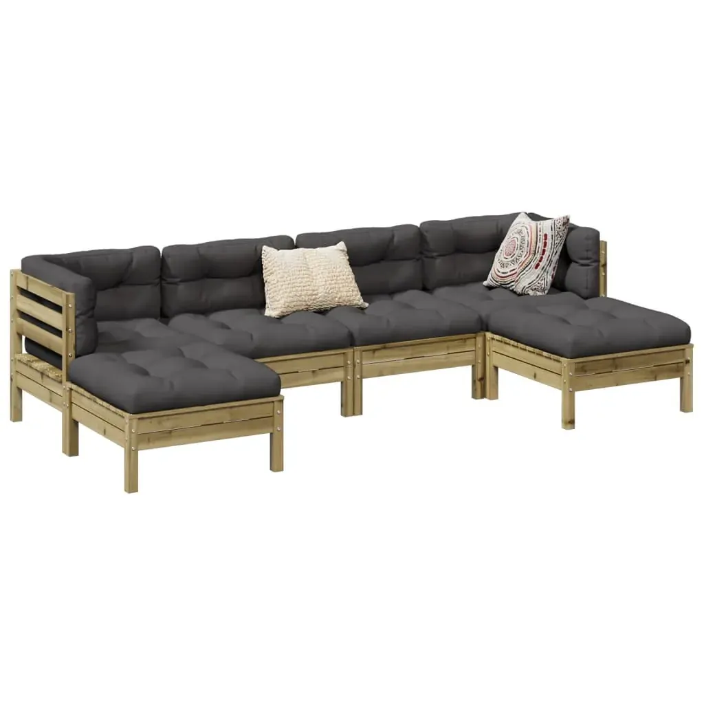 6 Piece Garden Sofa Set with Cushions Impregnated Wood Pine 6 Piece Garden Sofa Set with Cushions Impregnated Wood Pine