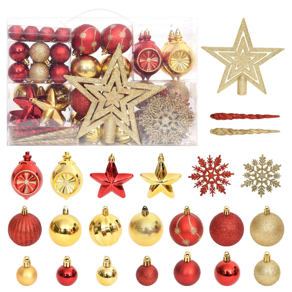 108 Piece Christmas Bauble Set Gold and Red 108 Piece Christmas Bauble Set Gold and Red