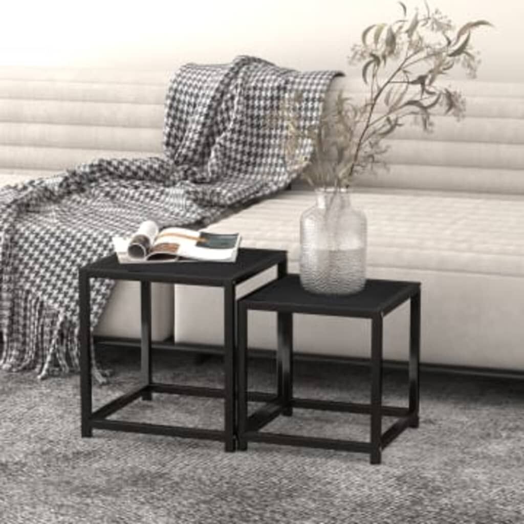 Tea Tables 2 pcs MDF Black Tea Tables 2 pcs MDF Black