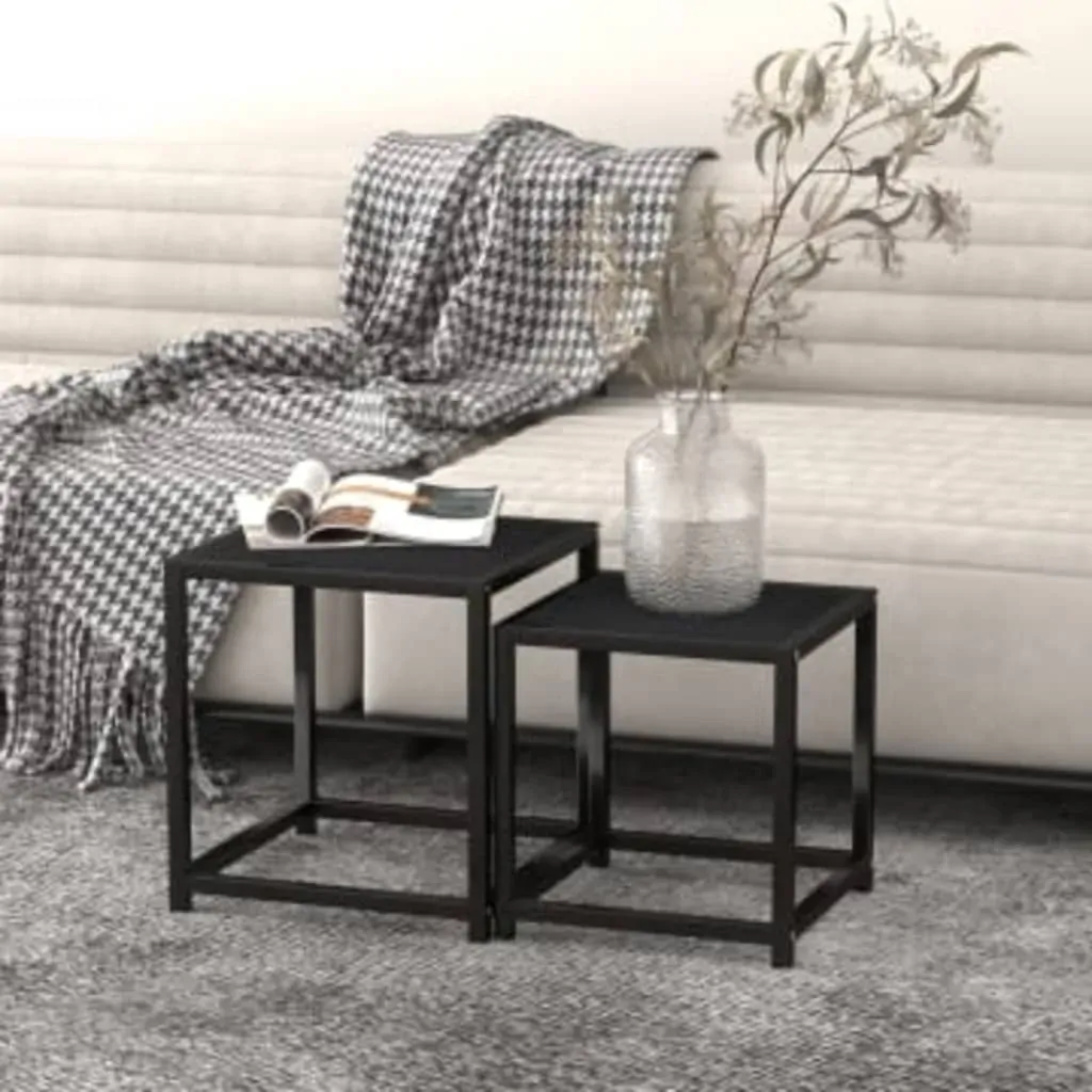 Tea Tables 2 pcs MDF Black Tea Tables 2 pcs MDF Black