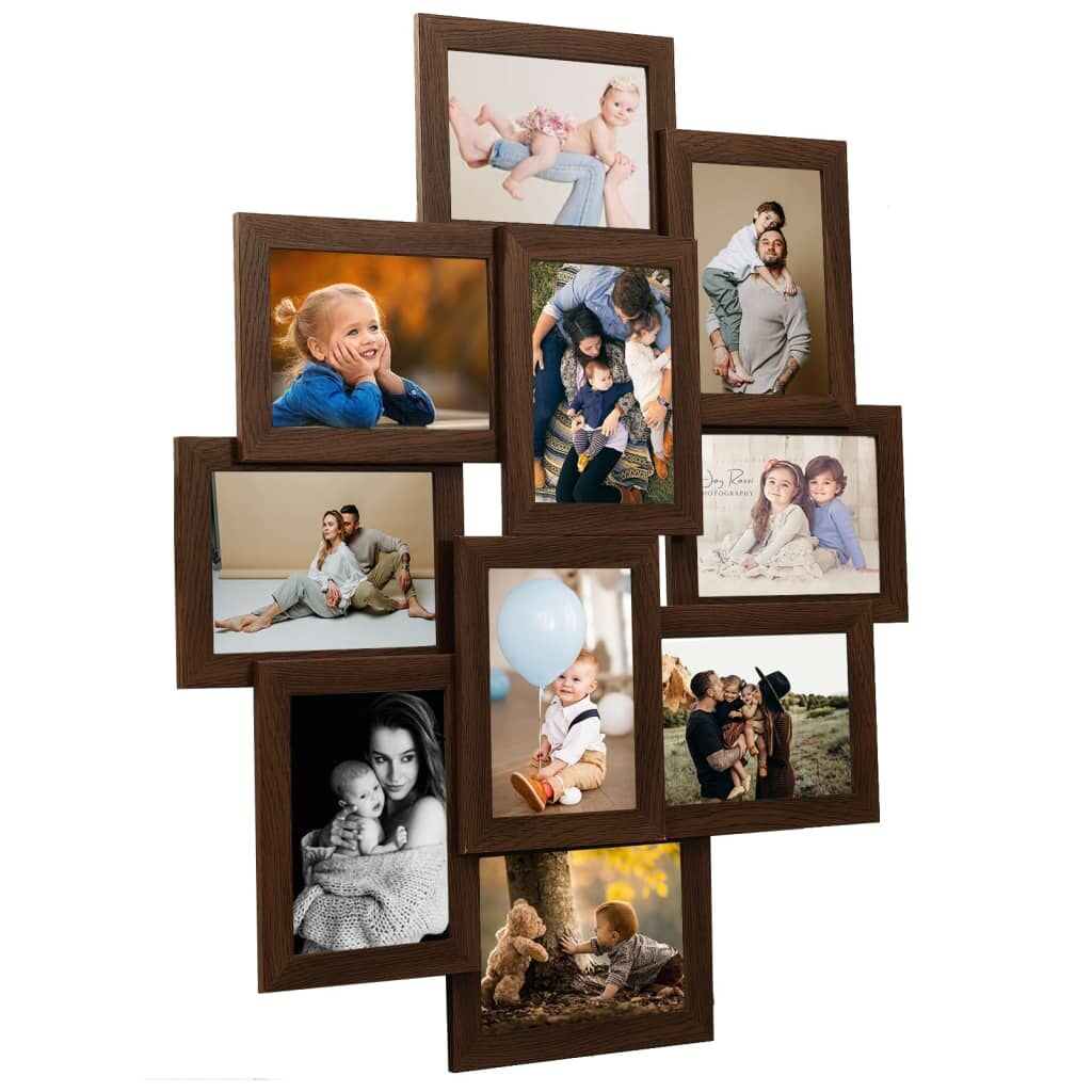 Collage Photo Frame for Picture 10 pcs 10x15 cm Dark Brown MDF Collage Photo Frame for Picture 10 pcs 10x15 cm Dark Brown MDF