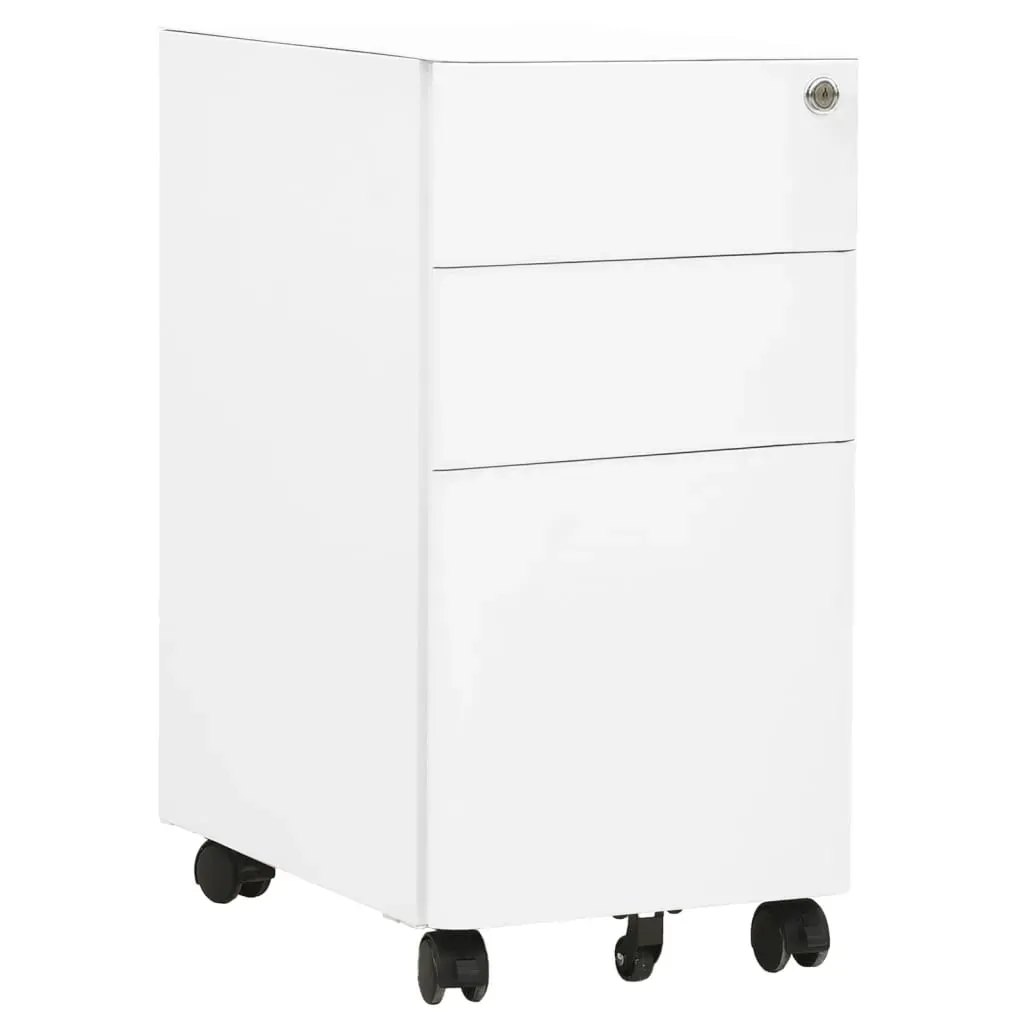 Mobile File Cabinet White 30x45x59 cm Steel Mobile File Cabinet White 30x45x59 cm Steel