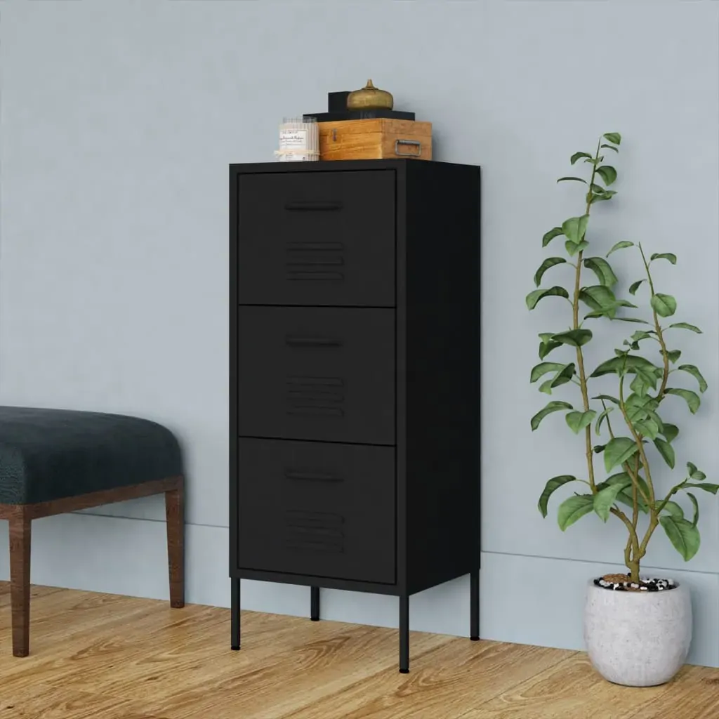 Storage Cabinet Black 42.5x35x101.5 cm Steel Storage Cabinet Black 42.5x35x101.5 cm Steel