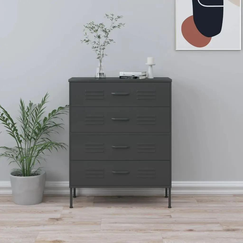 Chest of Drawers Anthracite 80x35x101.5 cm Steel Chest of Drawers Anthracite 80x35x101.5 cm Steel