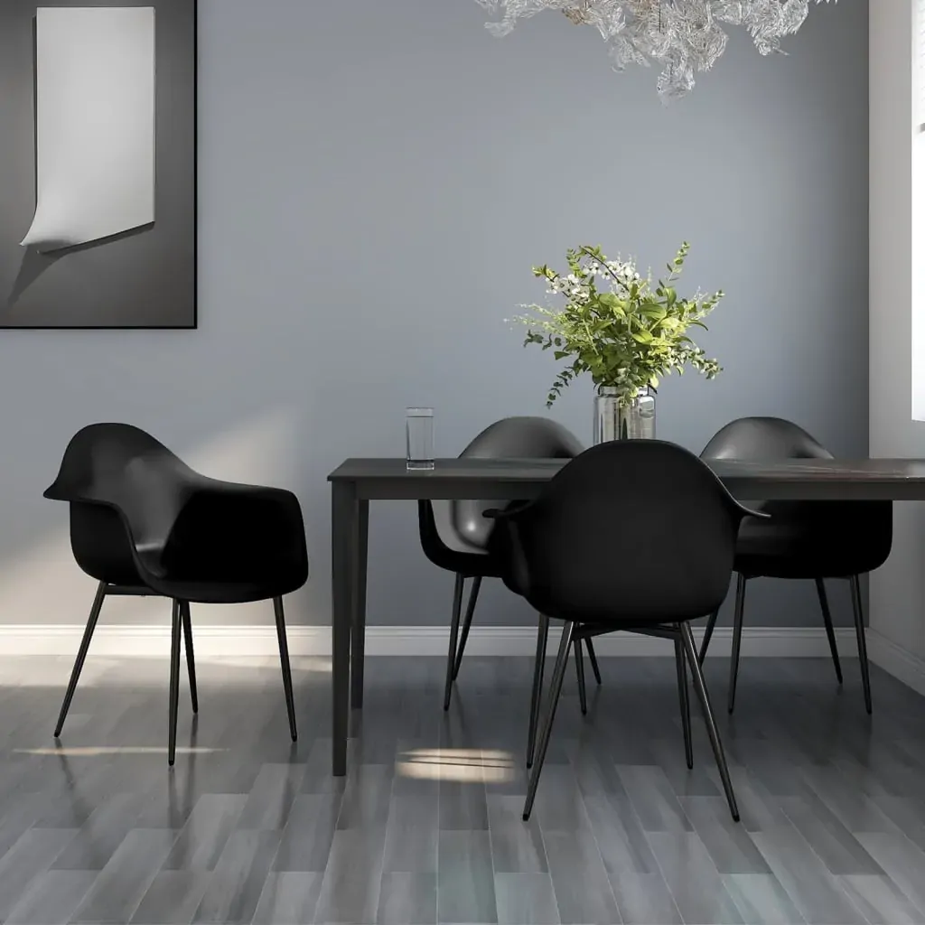 Dining Chairs 4 pcs Black PP Dining Chairs 4 pcs Black PP