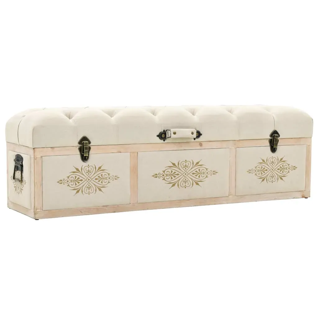 Storage Bench 110 cm Cream Solid Firwood and Fabric Storage Bench 110 cm Cream Solid Firwood and Fabric