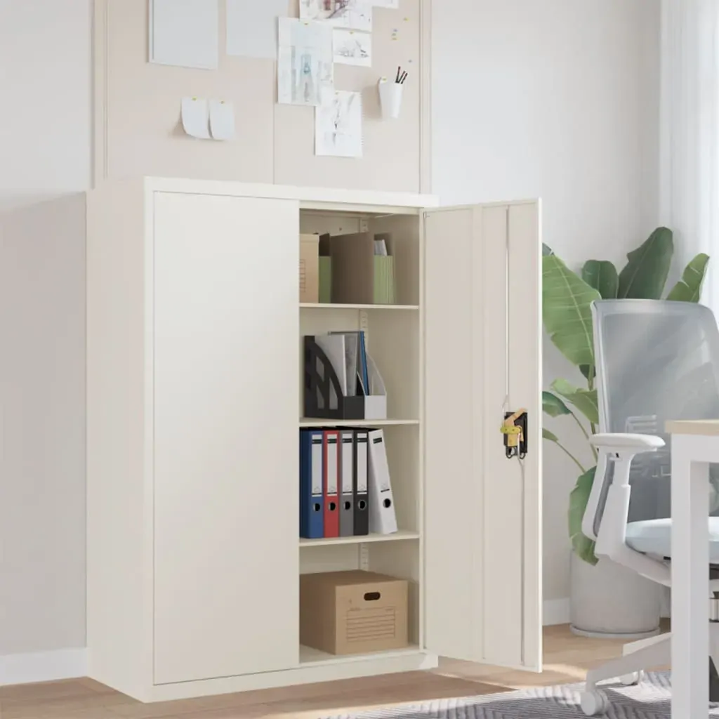 File Cabinet White 90x40x140 cm Steel File Cabinet White 90x40x140 cm Steel