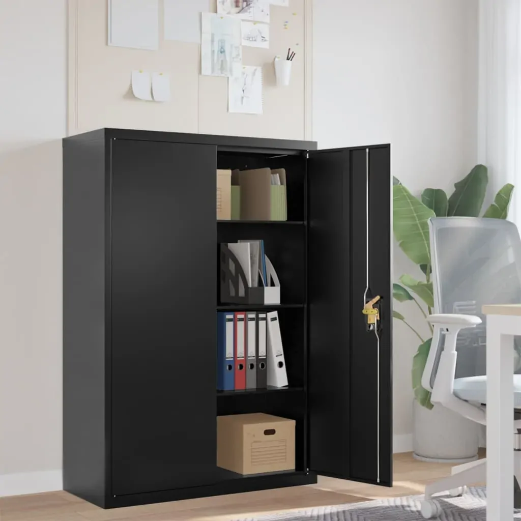 File Cabinet Black 90x40x140 cm Steel File Cabinet Black 90x40x140 cm Steel