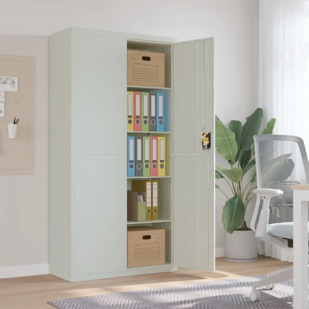 File Cabinet Light Grey 90x40x180 cm Steel File Cabinet Light Grey 90x40x180 cm Steel