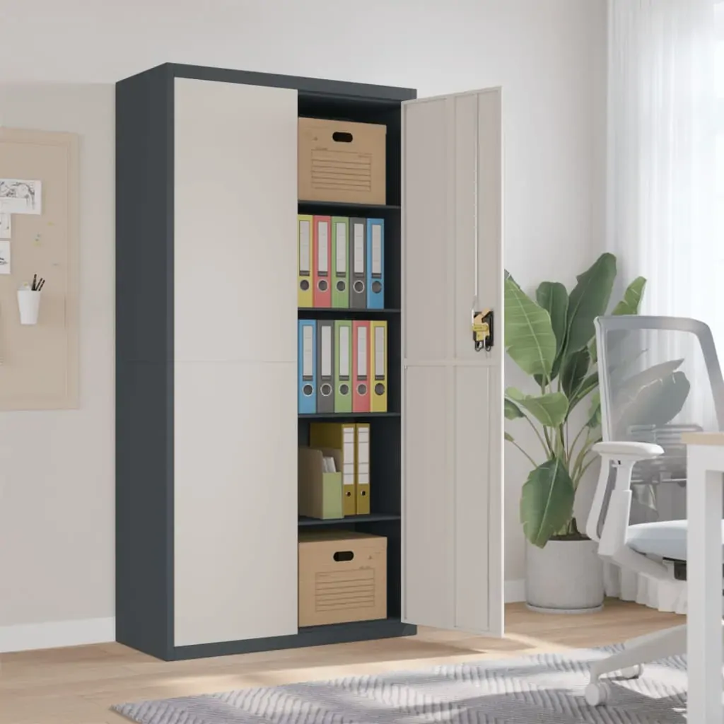 File Cabinet Anthracite and White 90x40x180 cm Steel File Cabinet Anthracite and White 90x40x180 cm Steel