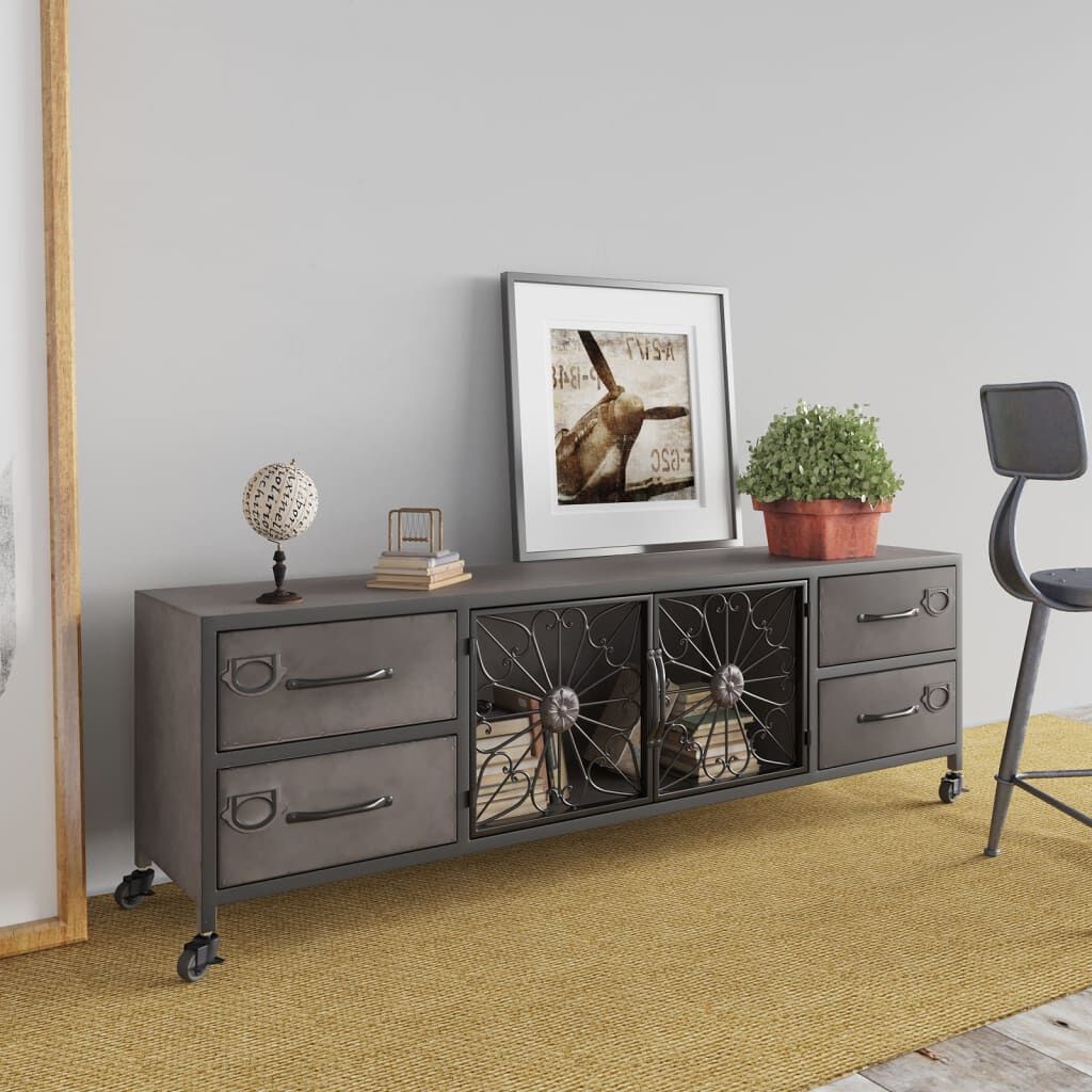 TV Cabinet Silver 110x30x40 cm Iron TV Cabinet Silver 110x30x40 cm Iron