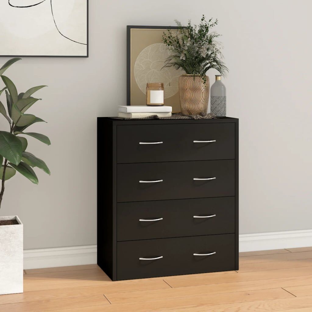 Sideboard with 4 Drawers 60x30.5x71 cm Black Sideboard with 4 Drawers 60x30.5x71 cm Black