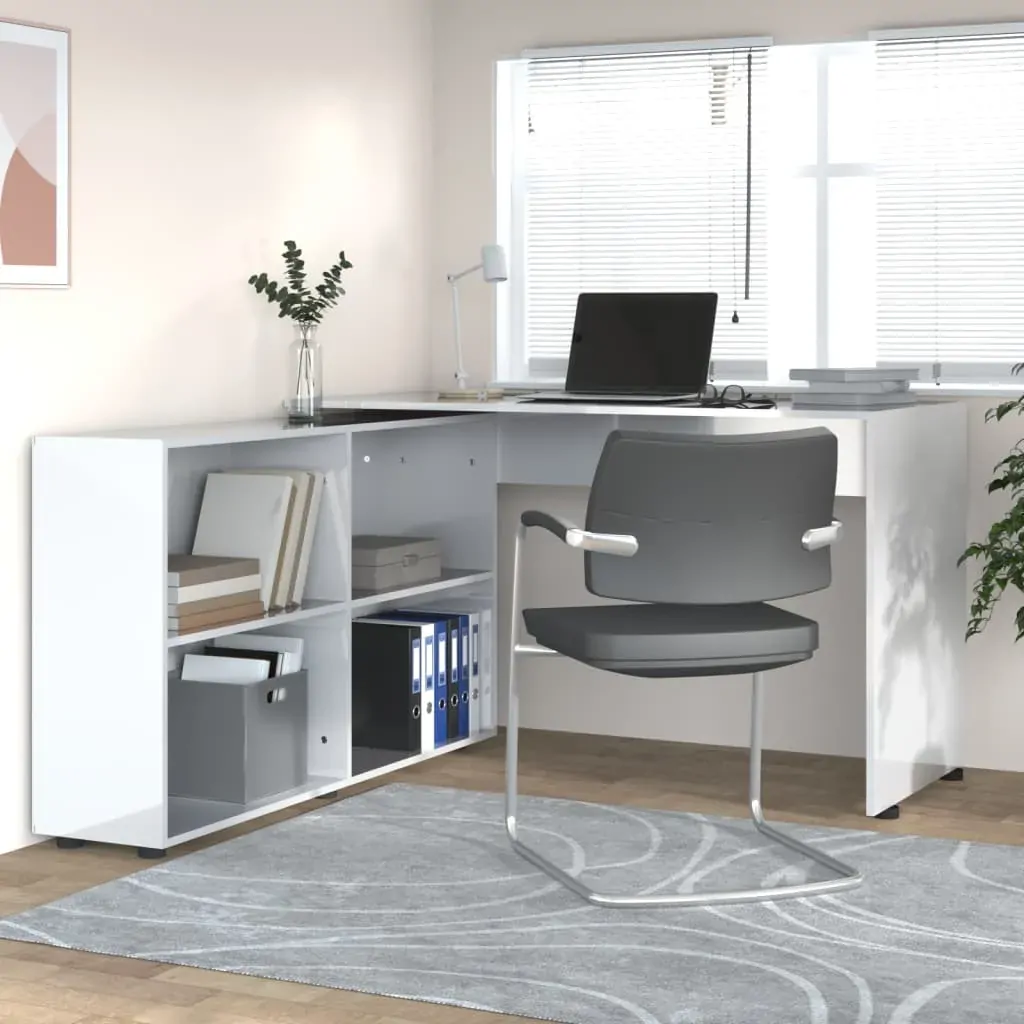 Corner Desk High Gloss White Engineered Wood Corner Desk High Gloss White Engineered Wood