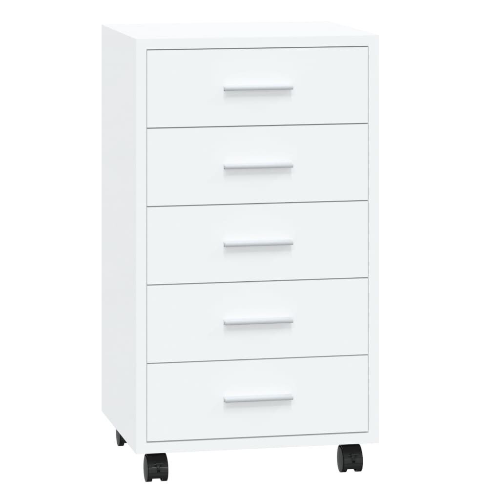 Drawer Cabinet with Castors High Gloss White Engineered Wood Drawer Cabinet with Castors High Gloss White Engineered Wood