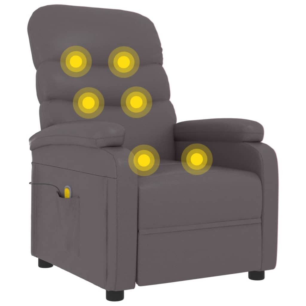 Massage Chair Grey Faux Leather Massage Chair Grey Faux Leather