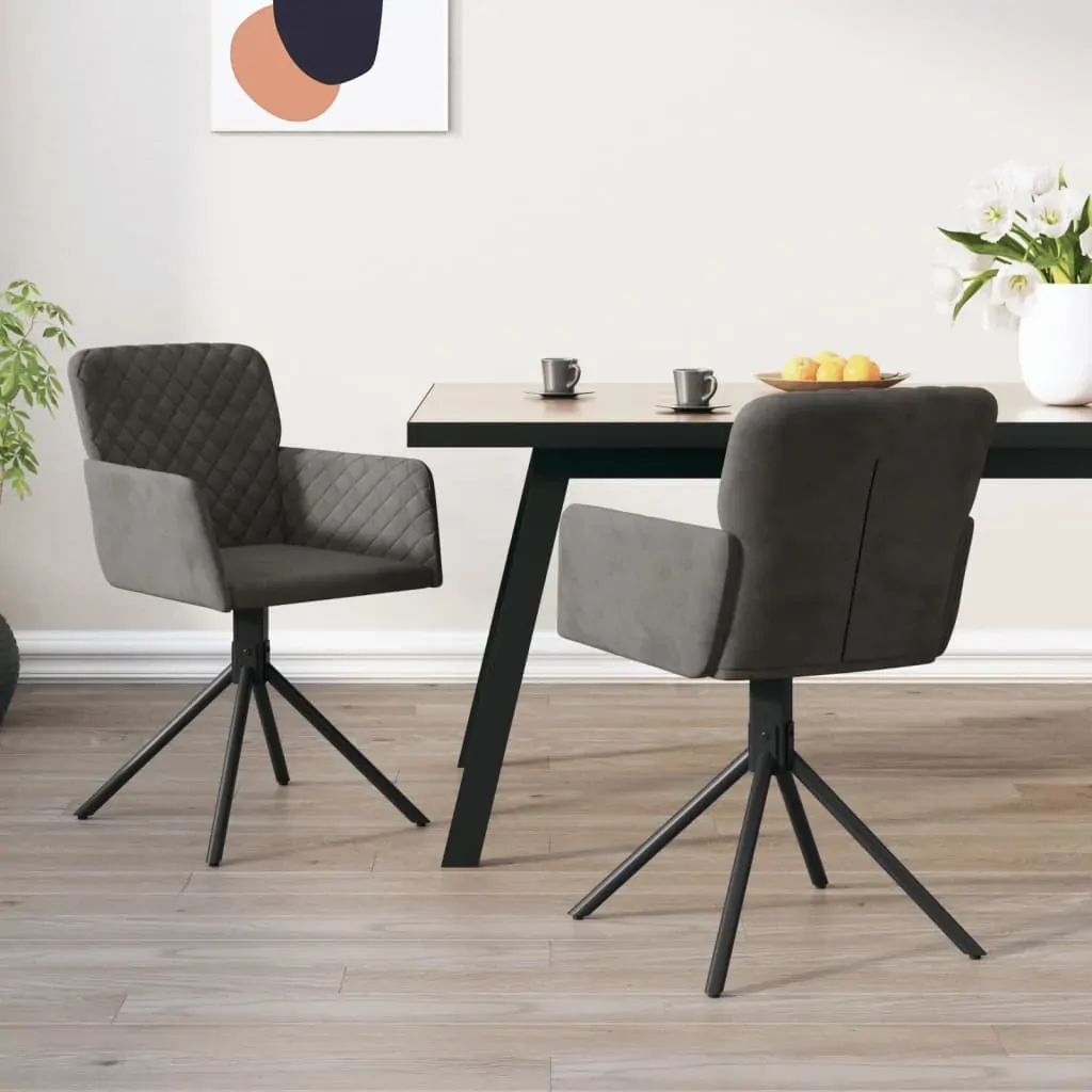 Swivel Dining Chairs 2 pcs Dark Grey Velvet Swivel Dining Chairs 2 pcs Dark Grey Velvet