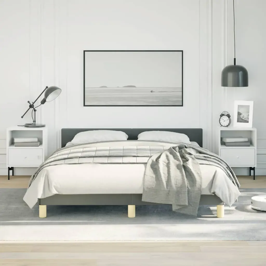 Bed Frame without Mattress Dark Grey Double Fabric Bed Frame without Mattress Dark Grey Double Fabric