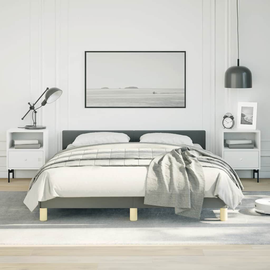 Bed Frame without Mattress Dark Grey Queen Fabric Bed Frame without Mattress Dark Grey Queen Fabric