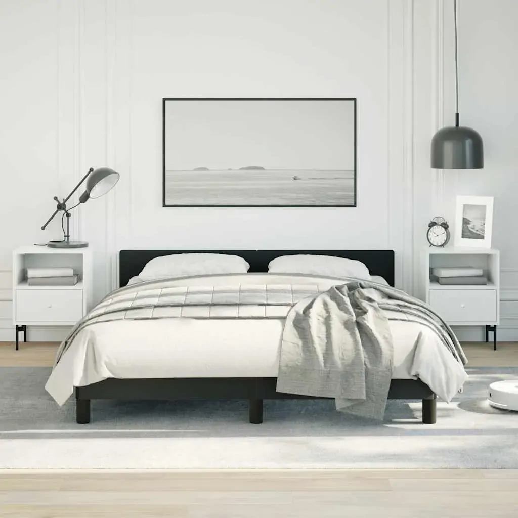Bed Frame without Mattress Black Queen Faux Leather Bed Frame without Mattress Black Queen Faux Leather