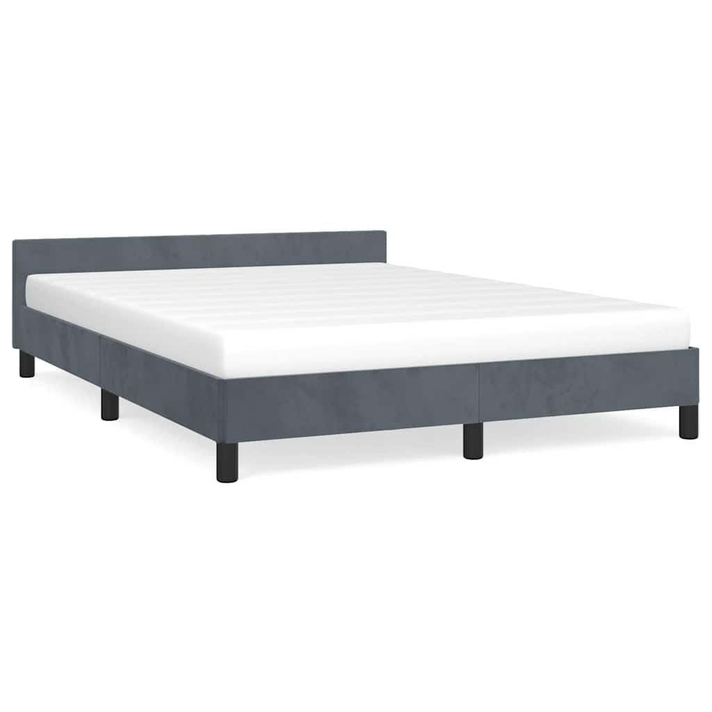 Bed Frame without Mattress Dark Grey Double Velvet Bed Frame without Mattress Dark Grey Double Velvet