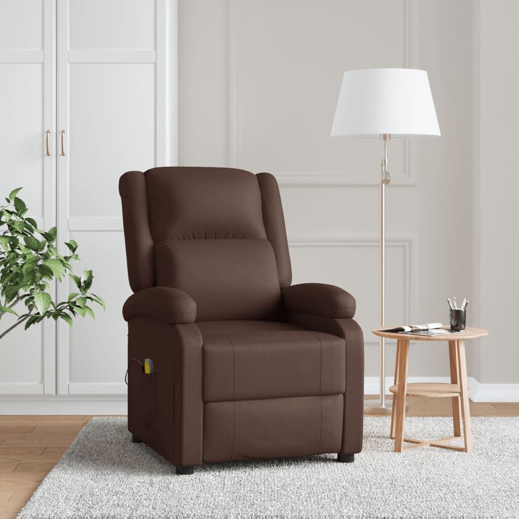 Massage Chair Brown Faux Leather Massage Chair Brown Faux Leather