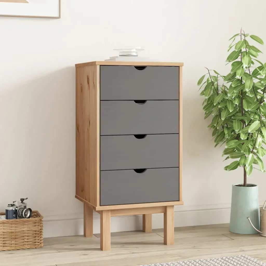 Drawer Cabinet OTTA Brown&Grey 45x39x90cm Solid Wood Pine Drawer Cabinet OTTA Brown&Grey 45x39x90cm Solid Wood Pine