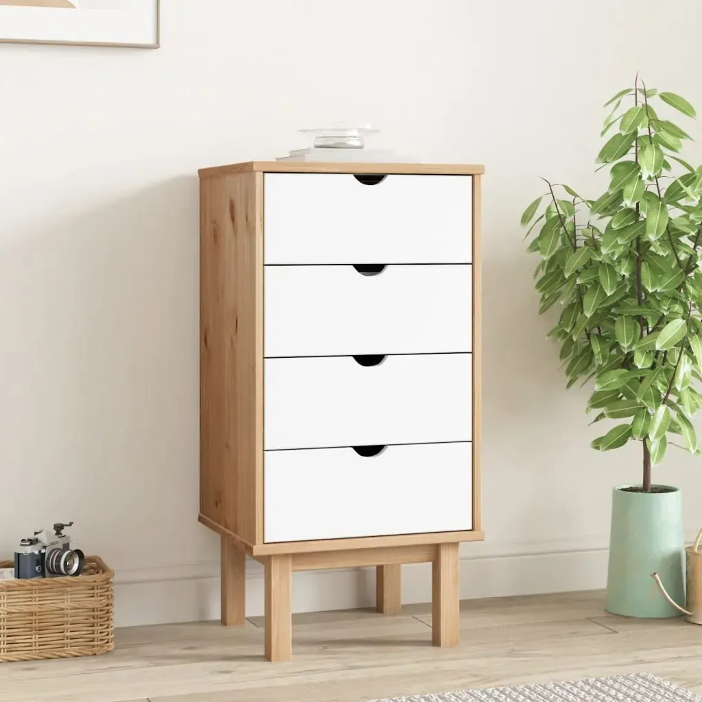 Drawer Cabinet OTTA Brown&White 45x39x90cm Solid Wood Pine Drawer Cabinet OTTA Brown&White 45x39x90cm Solid Wood Pine
