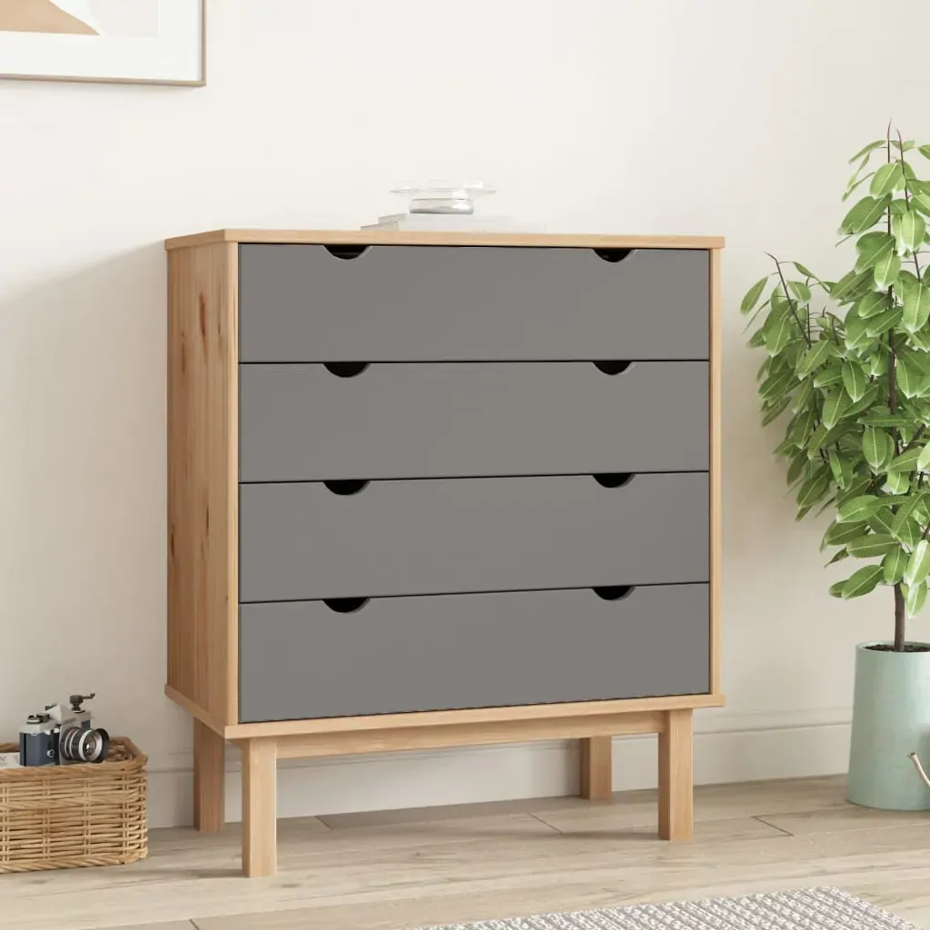 Drawer Cabinet OTTA Brown&Grey 76.5x39.5x90cm Solid Wood Pine Drawer Cabinet OTTA Brown&Grey 76.5x39.5x90cm Solid Wood Pine