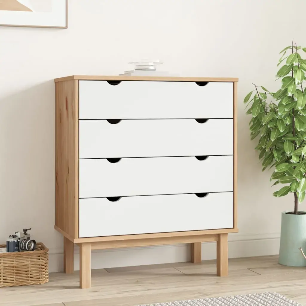 Drawer Cabinet OTTA Brown&White 76.5x39.5x90cm Solid Wood Pine Drawer Cabinet OTTA Brown&White 76.5x39.5x90cm Solid Wood Pine
