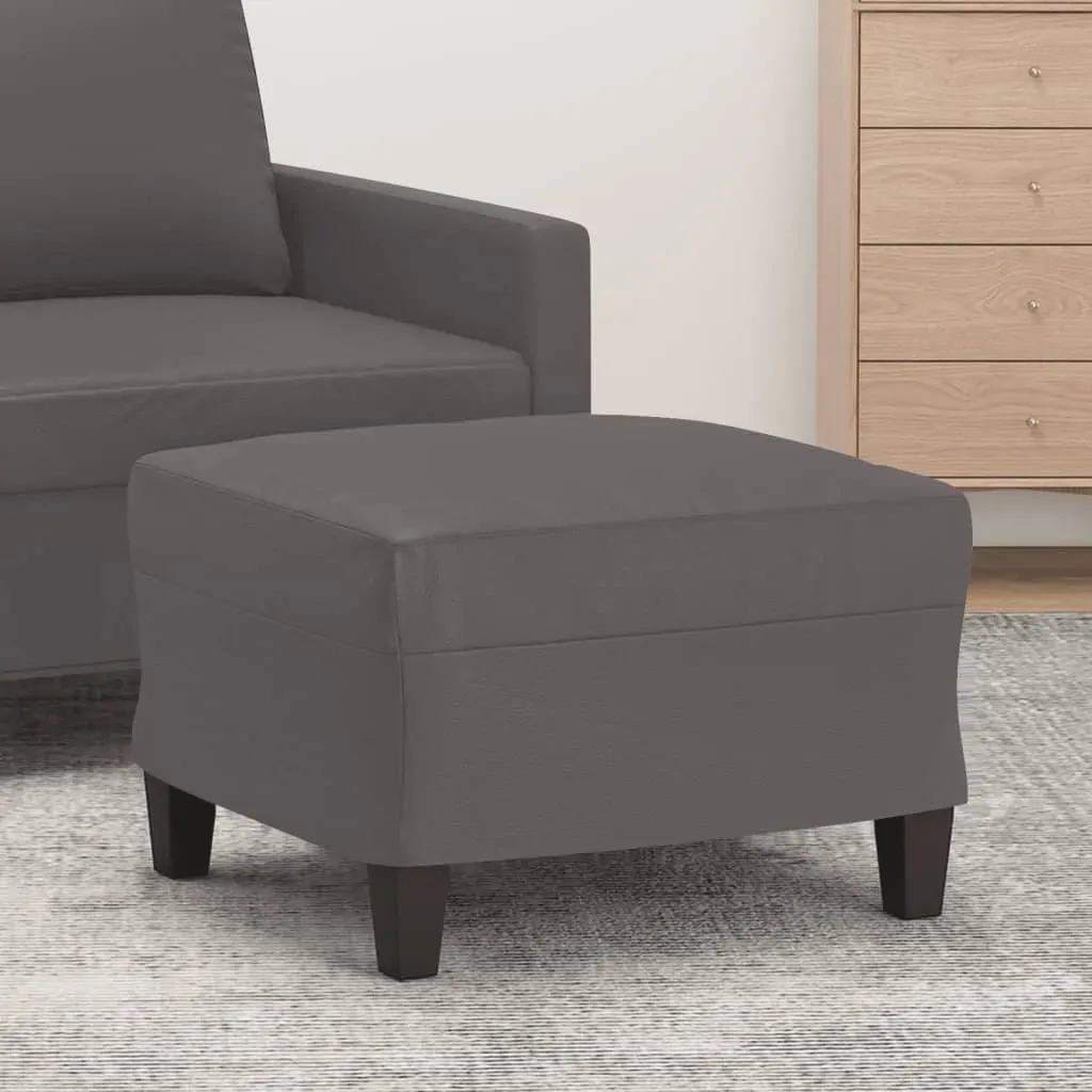 Footstool Grey 60x50x41 cm Faux Leather Footstool Grey 60x50x41 cm Faux Leather