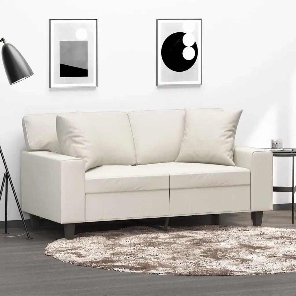 Throw Pillows 2 pcs Cream 40x40 cm Faux Leather Throw Pillows 2 pcs Cream 40x40 cm Faux Leather