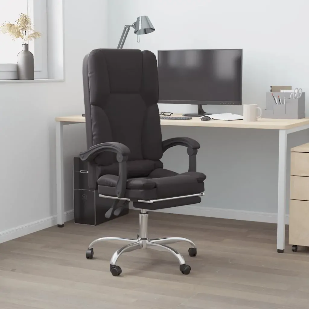 Massage Reclining Office Chair Black Faux Leather Massage Reclining Office Chair Black Faux Leather