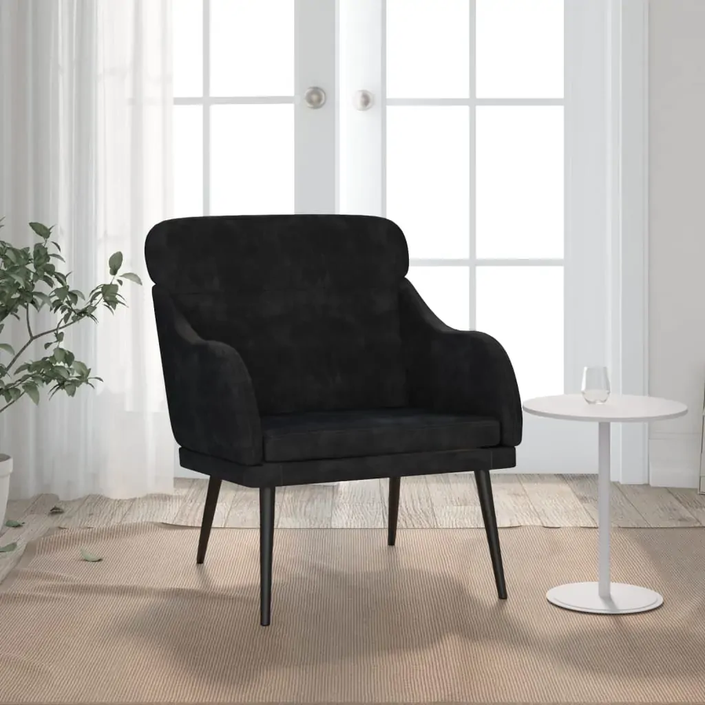 Armchair Black 63x76x80 cm Velvet Armchair Black 63x76x80 cm Velvet