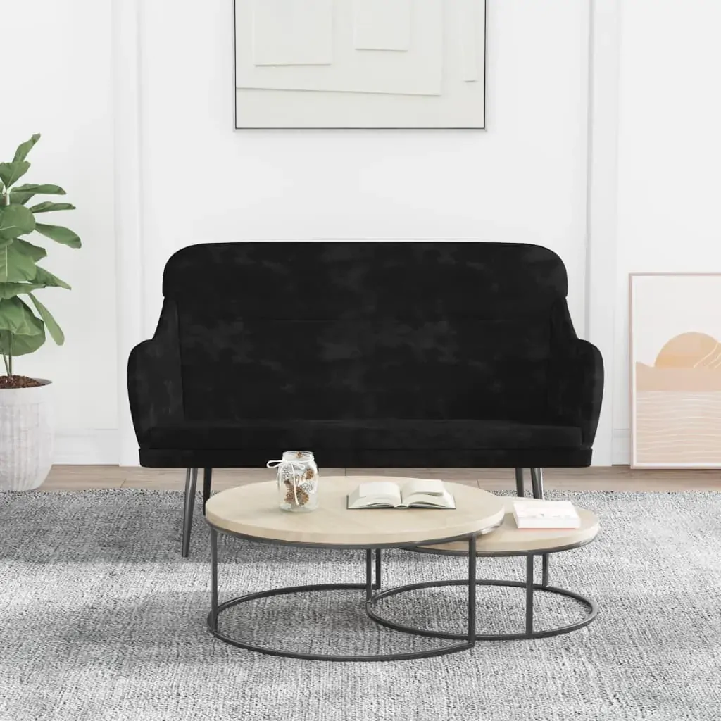Bench Black 110x76x80 cm Velvet Bench Black 110x76x80 cm Velvet