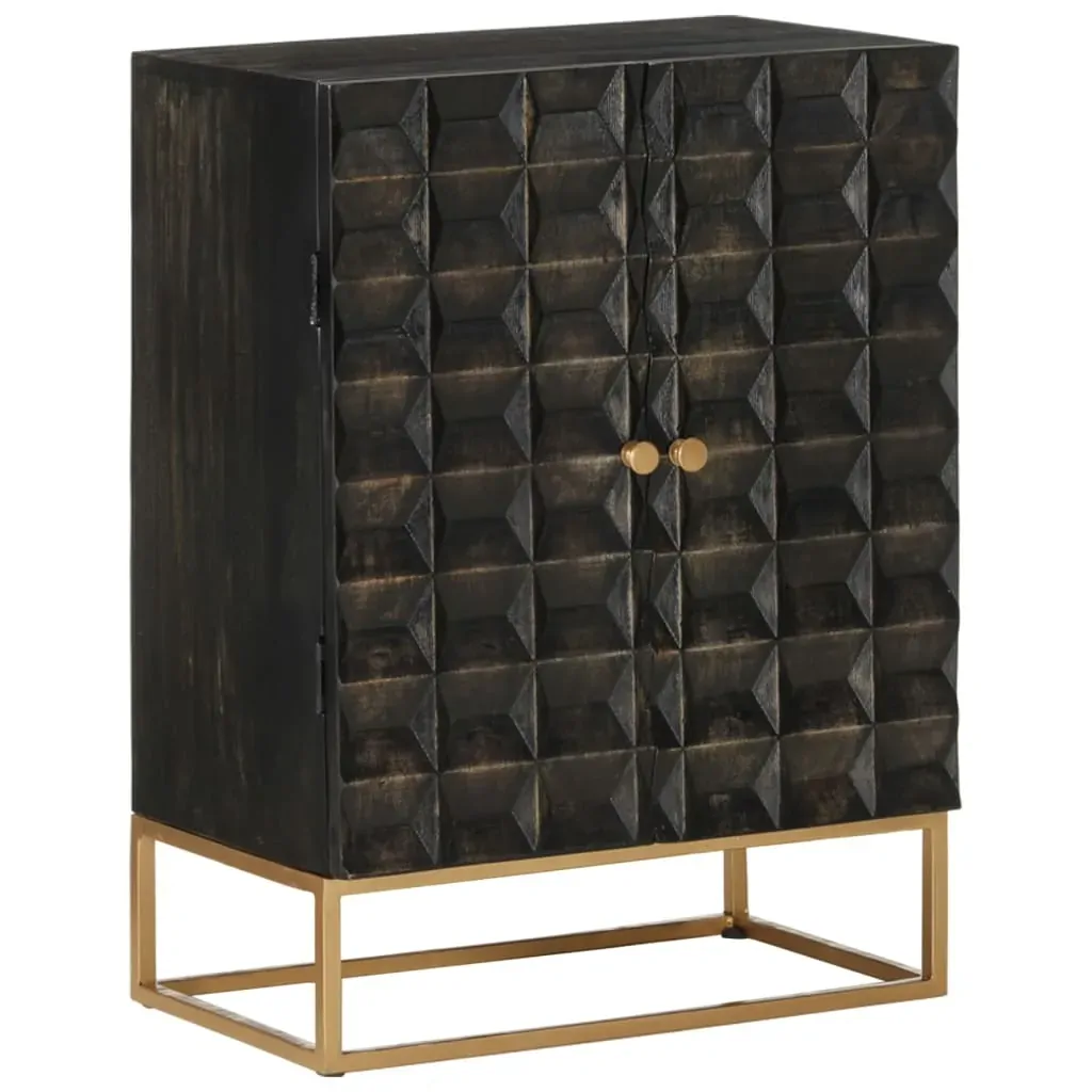 Sideboard Black 55x34x75 cm Solid Wood Mango and Iron Sideboard Black 55x34x75 cm Solid Wood Mango and Iron