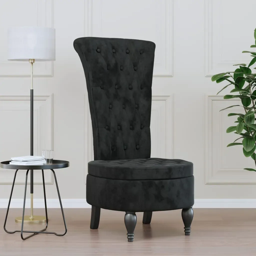 High Back Chair Black Velvet Button Design High Back Chair Black Velvet Button Design
