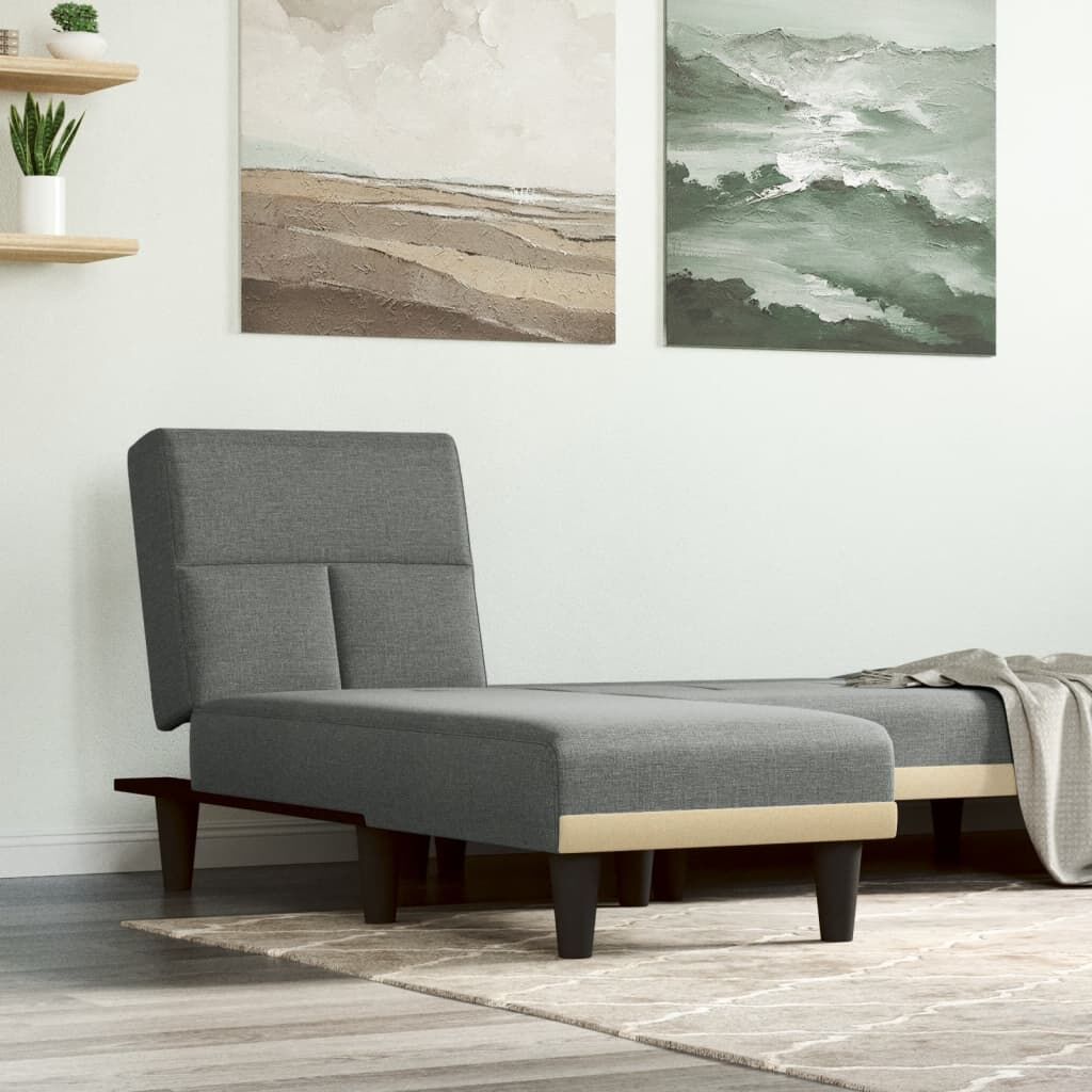 Chaise Longue Dark Grey Fabric Chaise Longue Dark Grey Fabric