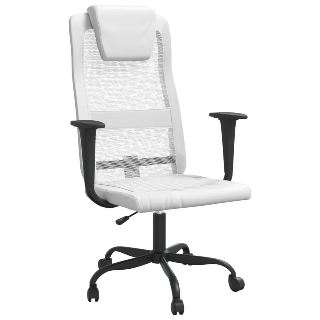 Office Chair Height Adjustable White Mesh Fabric and Faux Leather Office Chair Height Adjustable White Mesh Fabric and Faux Leather