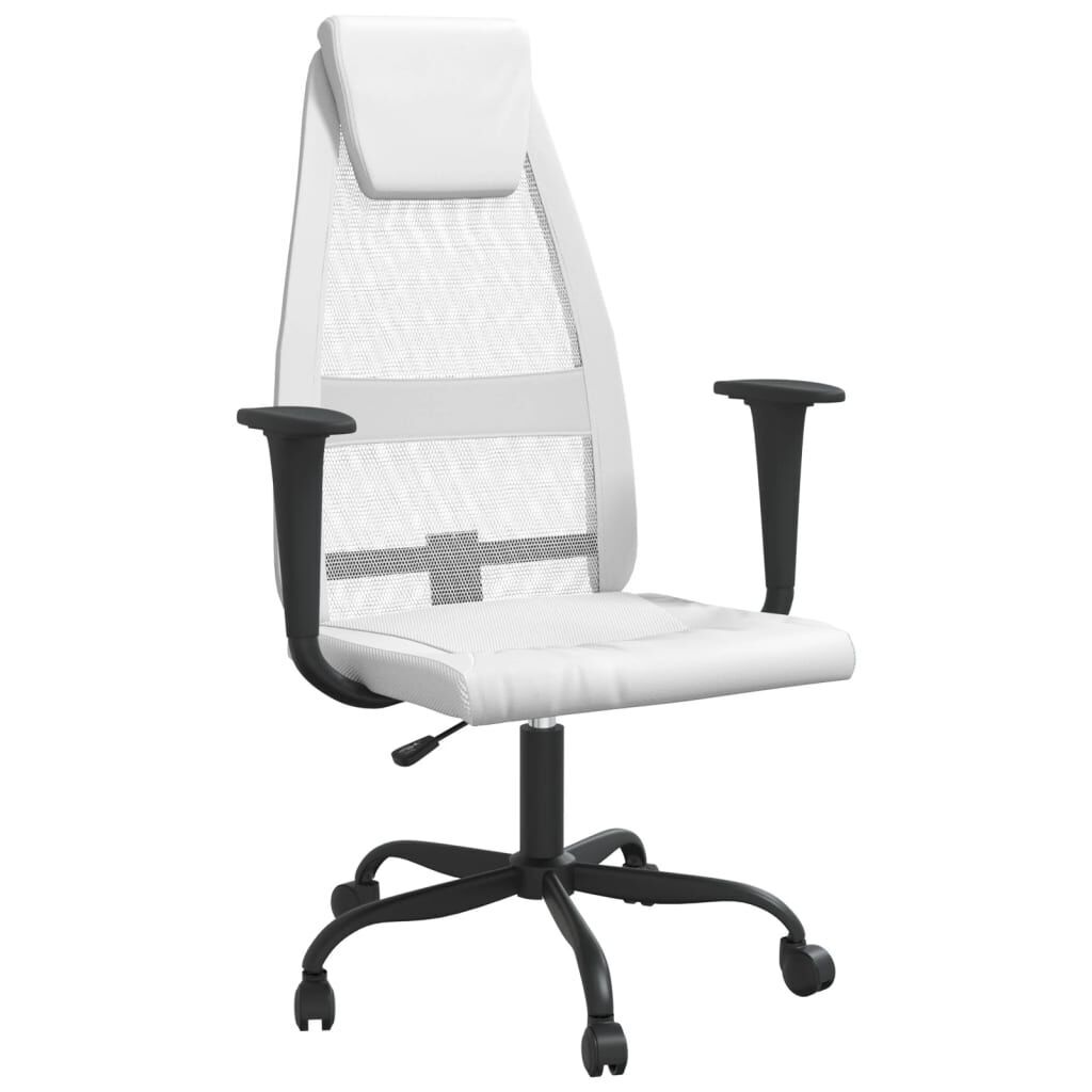 Office Chair Height Adjustable White Mesh Fabric and Faux Leather Office Chair Height Adjustable White Mesh Fabric and Faux Leather