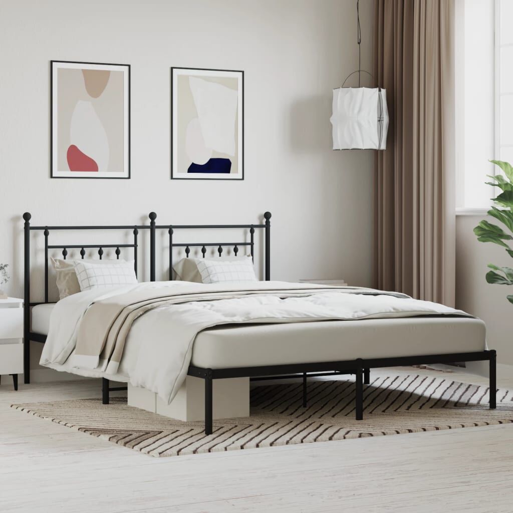 Metal Bed Frame without Mattress with Headboard Black 183x203 cm King Metal Bed Frame without Mattress with Headboard Black 183x203 cm King