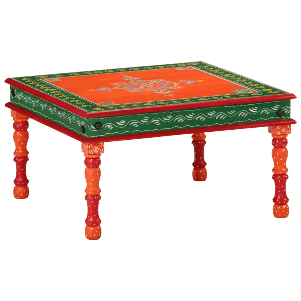 Coffee Table Orange Hand Painted Solid Wood Mango Coffee Table Orange Hand Painted Solid Wood Mango