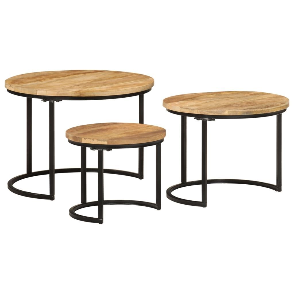 Nesting Tables 3 pcs Solid Rough Wood Mango Nesting Tables 3 pcs Solid Rough Wood Mango
