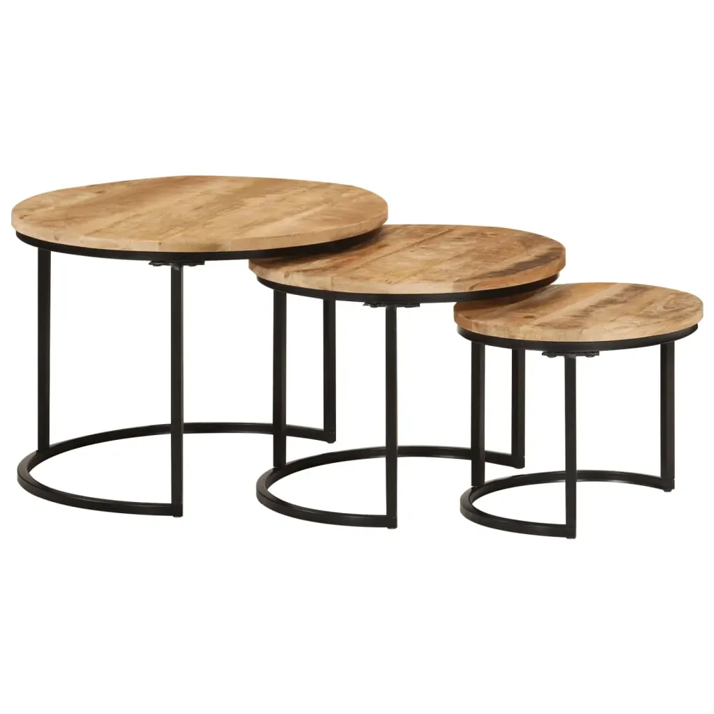 Nesting Tables 3 pcs Solid Rough Wood Mango Nesting Tables 3 pcs Solid Rough Wood Mango