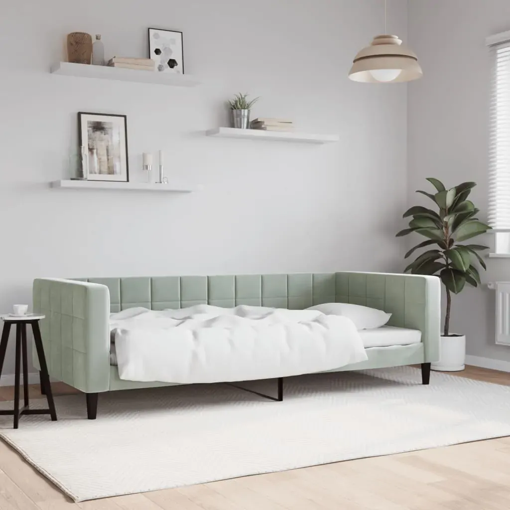 Day Bed without Mattress Light Grey 90x190 cm Velvet Day Bed without Mattress Light Grey 90x190 cm Velvet