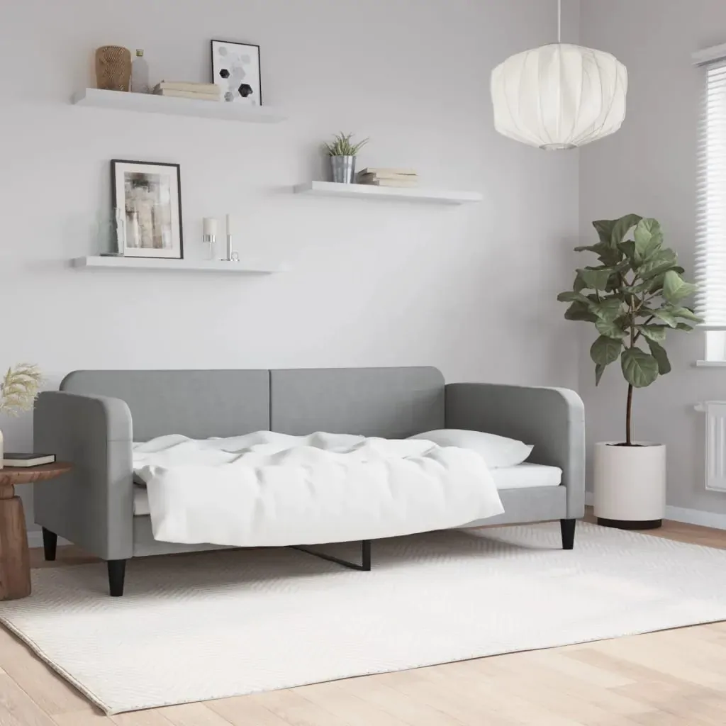 Day Bed without Mattress Light Grey 90x190 cm Fabric Day Bed without Mattress Light Grey 90x190 cm Fabric