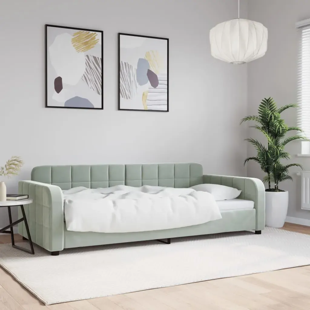 Day Bed without Mattress Light Grey 90x190 cm Velvet Day Bed without Mattress Light Grey 90x190 cm Velvet